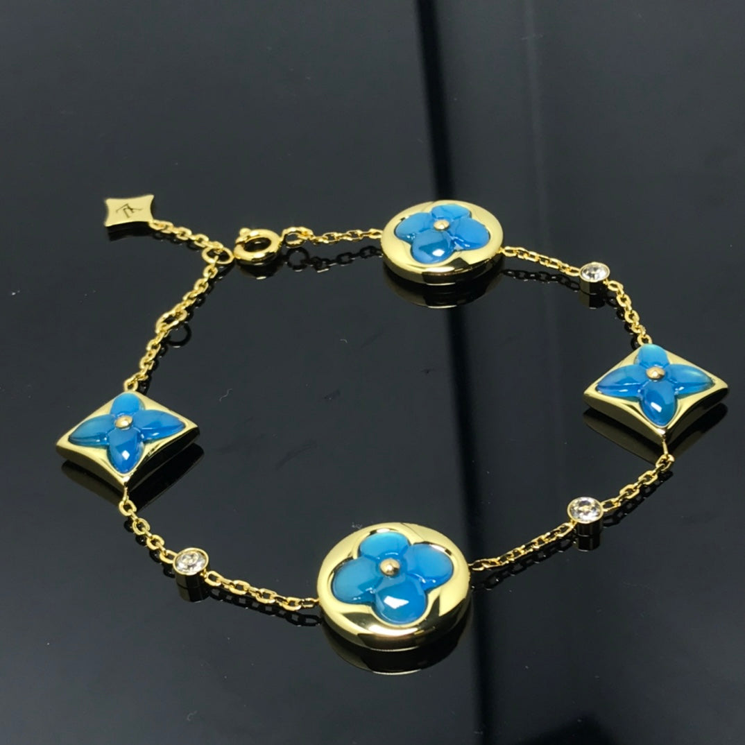 [BIJOUX]STAR AND SUN 4 MOTIF BLUE BRACELET