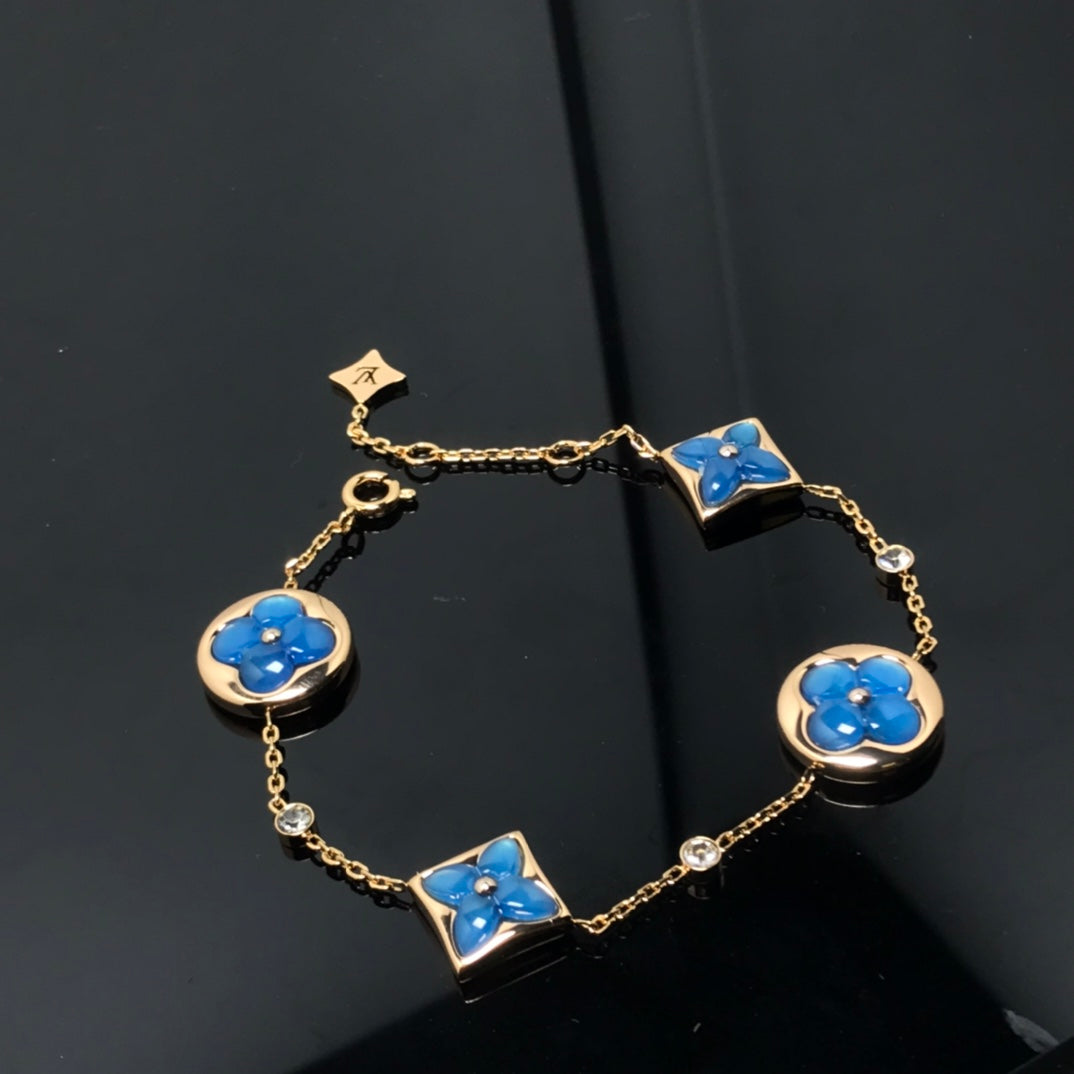 [BIJOUX]STAR AND SUN 4 MOTIF BLUE BRACELET