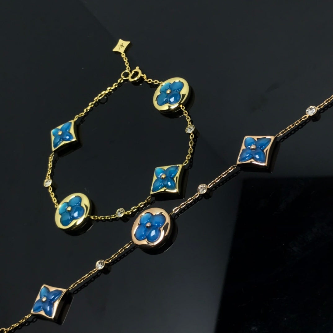 [BIJOUX]STAR AND SUN 4 MOTIF BLUE BRACELET
