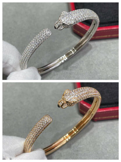 [BIJOUX]PANTHERE FULL DIAMOND OPEN BRACELET