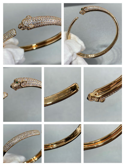 [BIJOUX]PANTHERE FULL DIAMOND OPEN BRACELET