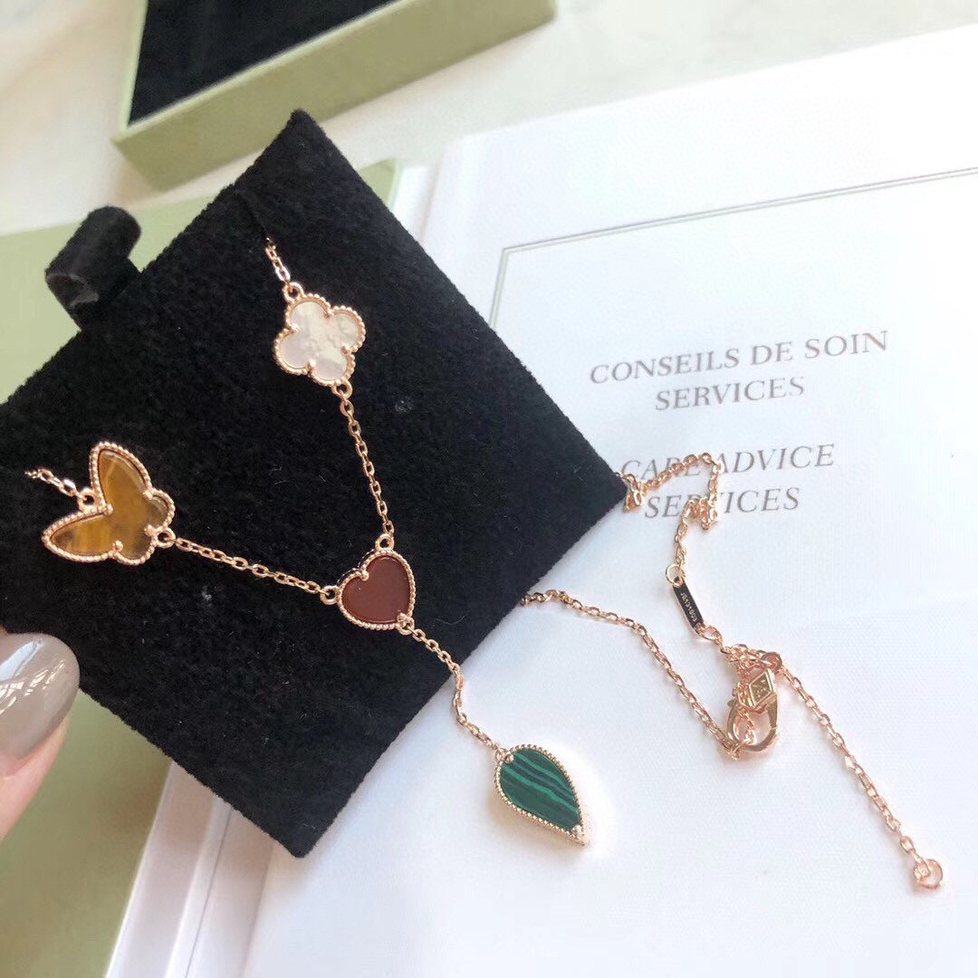 [BIJOUX]LUCKY SPRING 4 MOTIFS ROSE GOLD NECKLACE