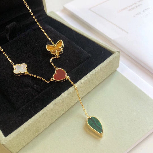 [BIJOUX]LUCKY SPRING 4 MOTIFS ROSE GOLD NECKLACE