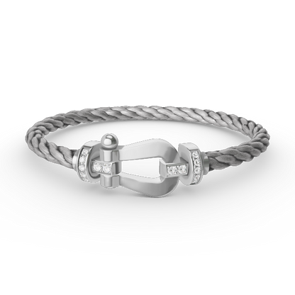 [BIJOUX]FORCE LARGE HORSESHOE HALF DIAMOND BRACELET SILVER