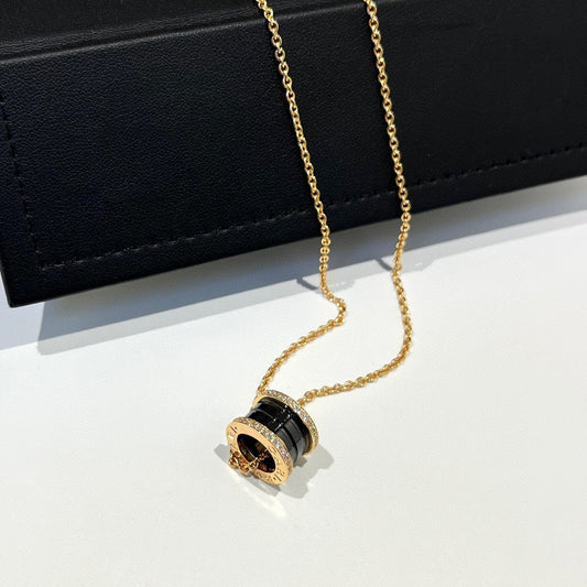 [BIJOUX] COLLIER ZERO 1 EN CÉRAMIQUE NOIRE ET DIAMANT EN OR ROSE